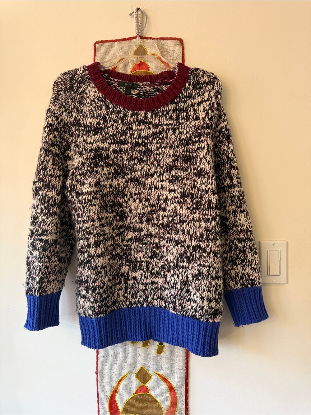 “J.CREW” Marbled Colorblock Crew Neck Sweater